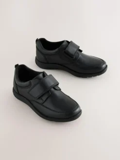 Next Black Standard Fit (F) Leather 1 Strap Touch Fastening School Shoes