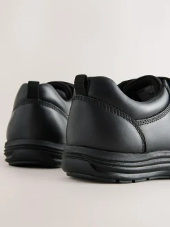 Next Black Standard Fit (F) Leather 1 Strap Touch Fastening School Shoes