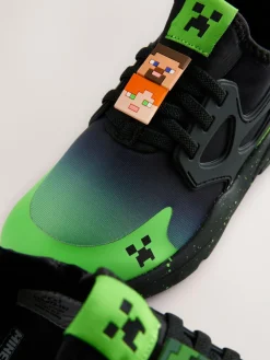 New Next Black Standard Fit (F) Minecraft Elastic Lace Trainers