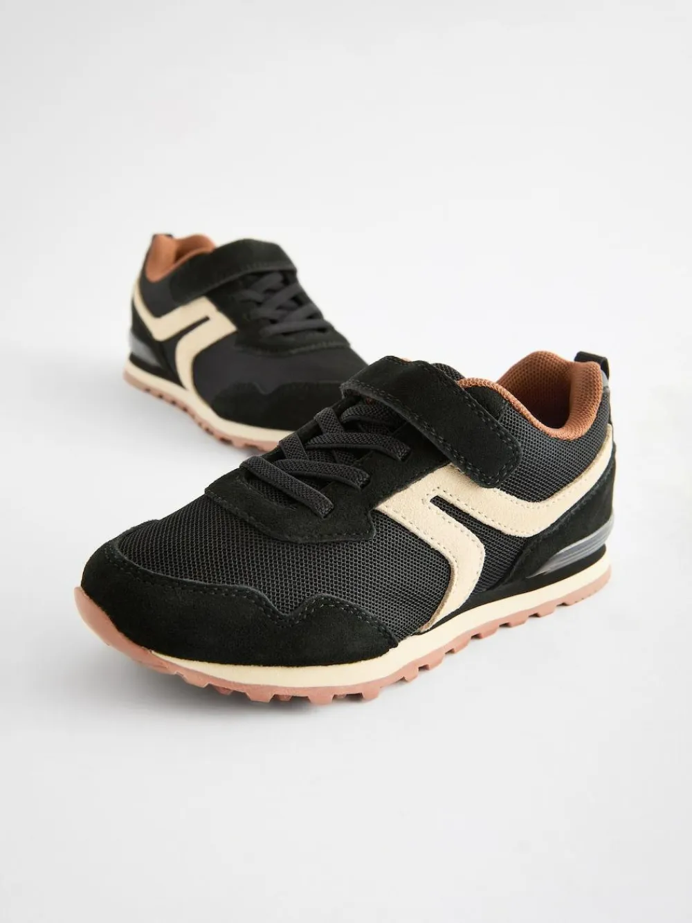 New Next Standard Fit (F) One Strap Elastic Lace Trainers Black