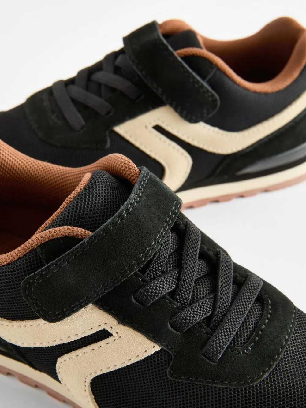 New Next Standard Fit (F) One Strap Elastic Lace Trainers Black