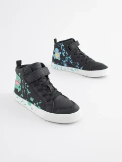 Next Black Standard Fit (F) Pokemon Elastic Lace High Top Trainers^BOY Boots|Boots