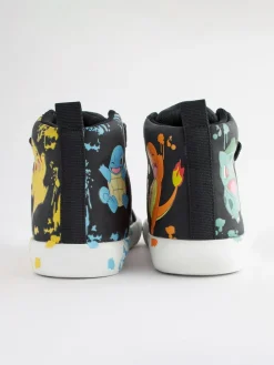 Next Black Standard Fit (F) Pokemon Elastic Lace High Top Trainers^BOY Boots|Boots