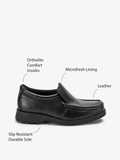 Next Black Standard Fit (F) School Leather Loafer Shoes^BOY School Shoes|Boys Shoes