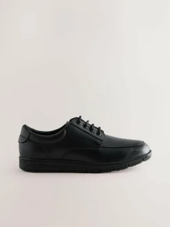 Next Black Standard Fit (F) Smart Leather Lace Up School Shoes^BOY School Shoes|Boys Shoes