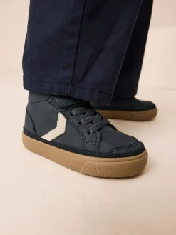 Next Black Standard Fit (F) Touch Fastening Elastic Lace Trainers^BOY Sneakers|Sneakers