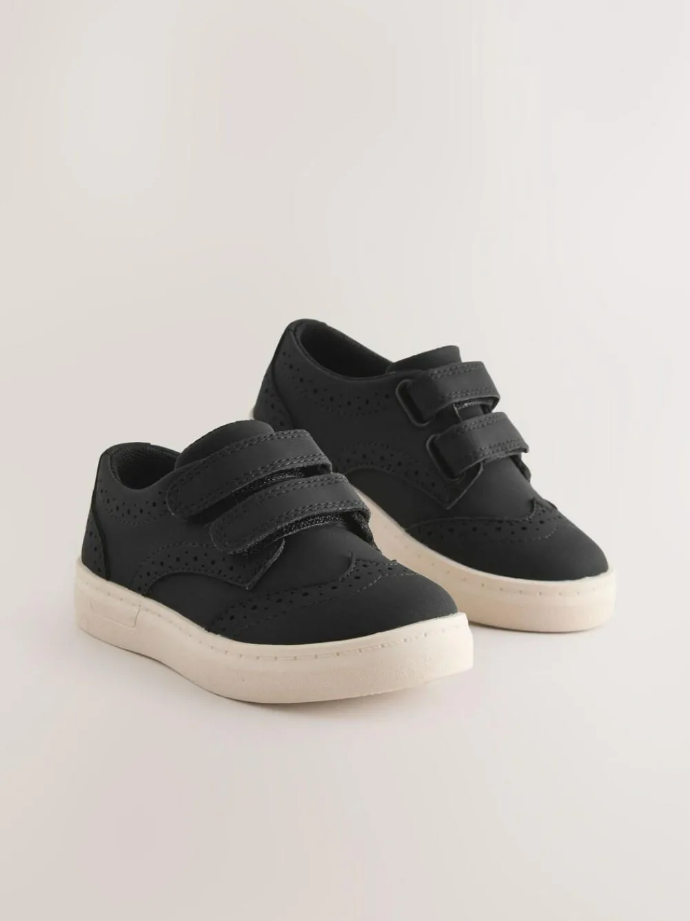 New Next Standard Fit (F) Touch Fastening Brogue Shoes Black