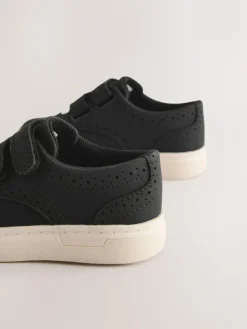 New Next Standard Fit (F) Touch Fastening Brogue Shoes Black