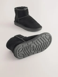 Online Next Standard Fit (F) Water Repellent Suede Short Pull-On Boots Black