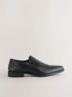 Clearance Next Black Standard Fit Leather Panel Slip On Shoes
