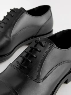 Next Black Standard Fit Leather Oxford Toecap Shoes^ Occasionwear|Shoes