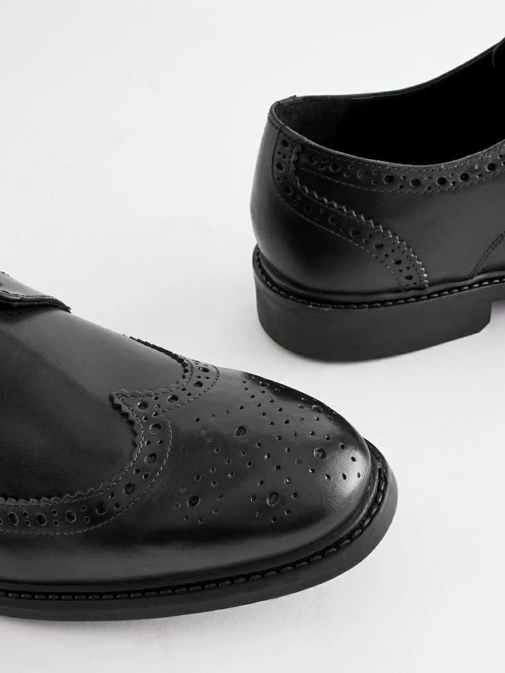 New Next Standard Fit Leather Derby Brogues Black