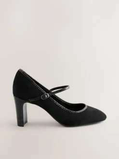 Best Next Standard Fit Round Toe Mary Jane Block Court Shoes Black