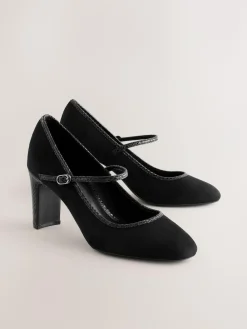 Best Next Standard Fit Round Toe Mary Jane Block Court Shoes Black