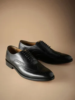 Next Standard Fit Signature Italian Leather Wingcap Brogue Shoes^ Shoes|Occasionwear