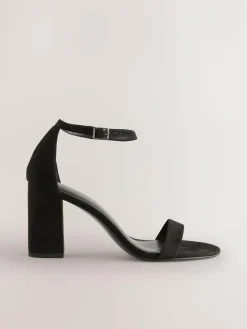 Next Black Standard/Wide Fit Block Heel Sandals^Women Wide Fit & Extra Wide Fit|Heels