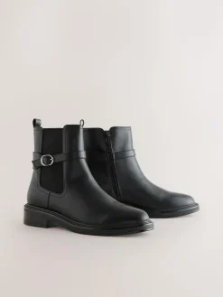 Clearance Next Standard/Wide Fit Buckled Chelsea Boots Black