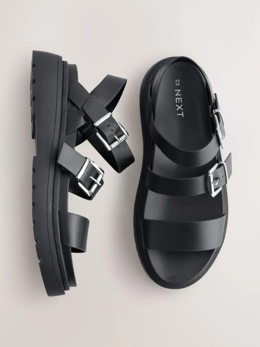 Discount Next Standard/Wide Fit Chunky Buckled Sandals Black