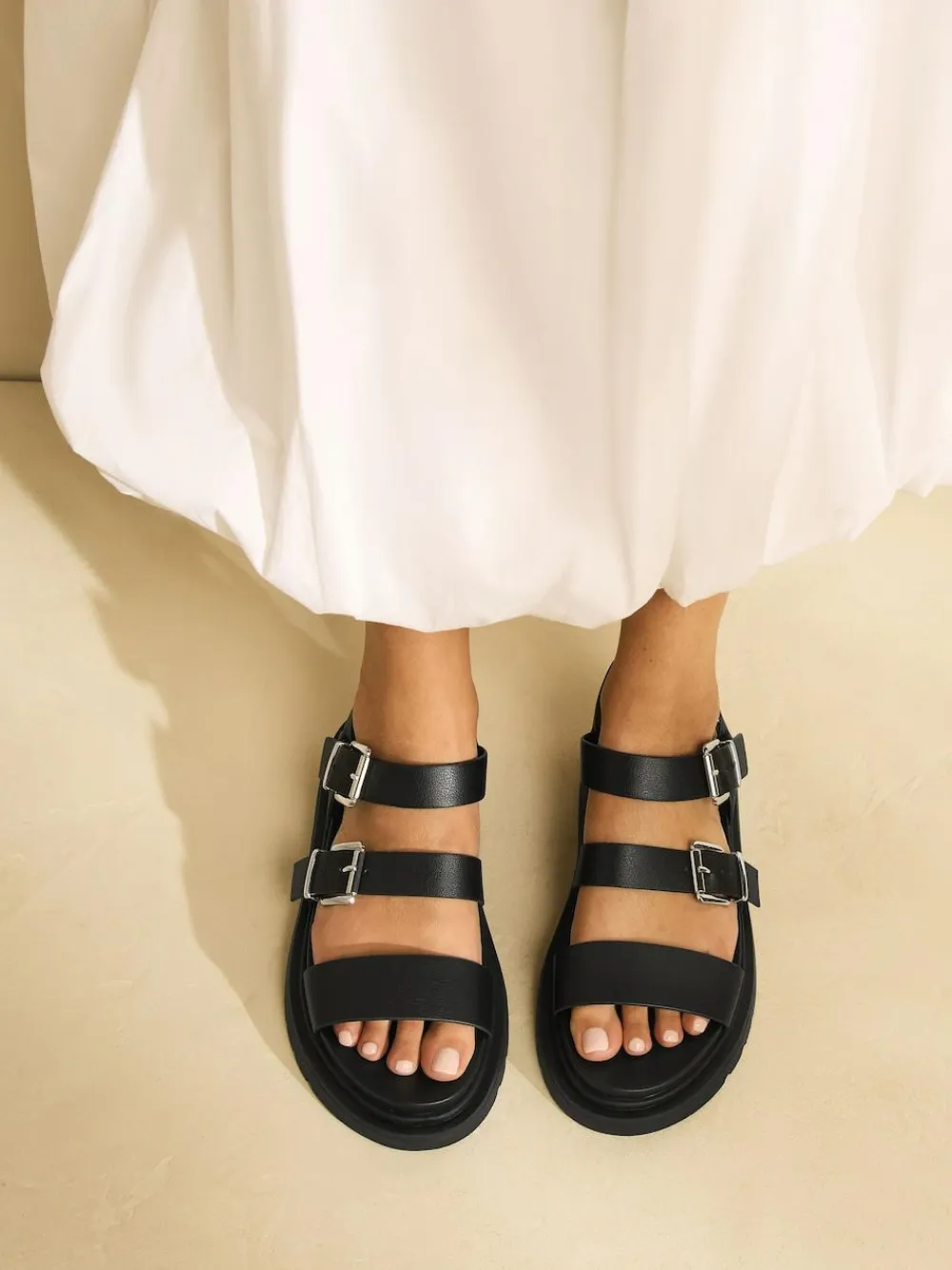 Discount Next Standard/Wide Fit Chunky Buckled Sandals Black