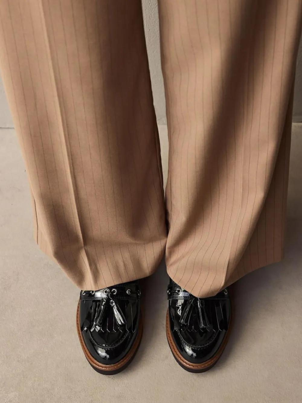 Next Standard/Wide Fit Chunky Patent Tassel Detail Loafers^Women Wide Fit & Extra Wide Fit|Flats