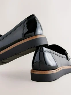 Next Standard/Wide Fit Chunky Patent Tassel Detail Loafers^Women Wide Fit & Extra Wide Fit|Flats