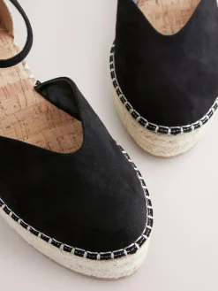 Sale Next Standard/Wide Fit Closed Toe Platform Espadrille Wedges Black