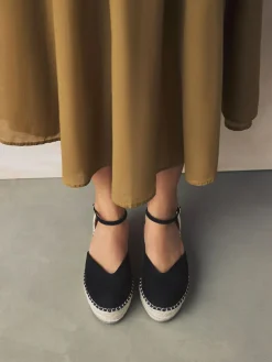 Sale Next Standard/Wide Fit Closed Toe Platform Espadrille Wedges Black