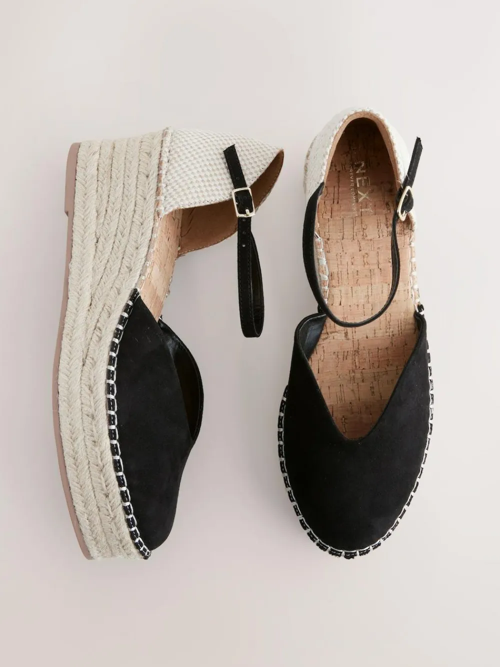 Sale Next Standard/Wide Fit Closed Toe Platform Espadrille Wedges Black