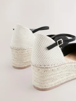 Sale Next Standard/Wide Fit Closed Toe Platform Espadrille Wedges Black