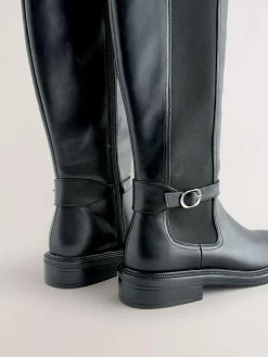 Online Next Standard/Wide Fit Forever Comfort® Buckle Detail Riding Boots Black