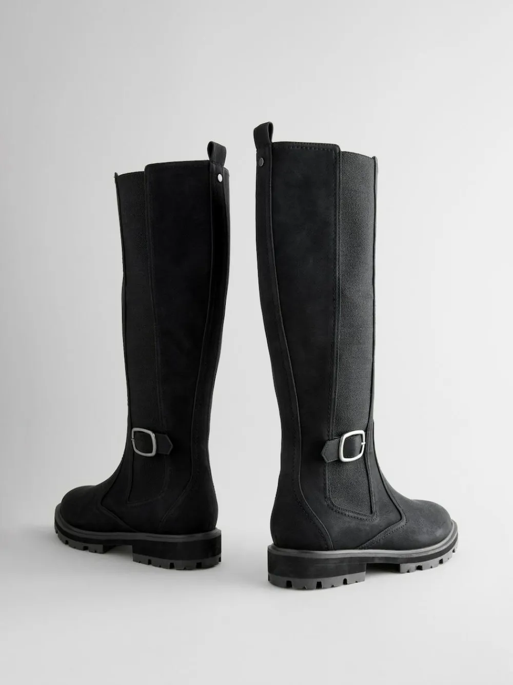 Best Next Standard/Wide Fit Knee High Buckle Chelsea Boots Black