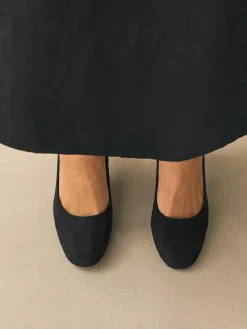 Hot Next Black Standard/Wide Fit Round Toe Block Court Shoes