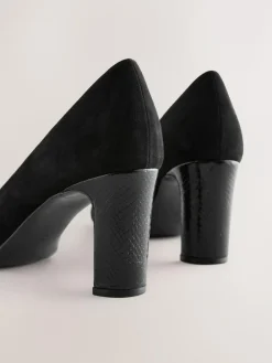 Hot Next Black Standard/Wide Fit Round Toe Block Court Shoes
