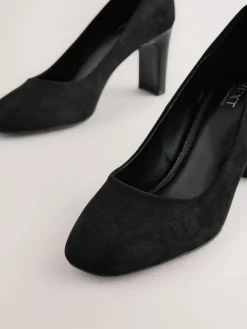 Hot Next Black Standard/Wide Fit Round Toe Block Court Shoes