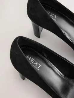 Hot Next Black Standard/Wide Fit Round Toe Block Court Shoes