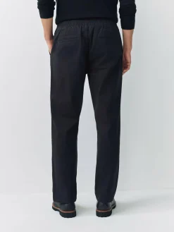 Sale Next Straight Fit Pleated Stretch Chinos Trousers With Elasticated Waist Black