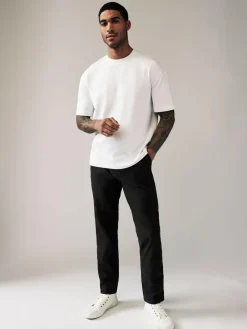 Next Black Straight Fit Stretch Chinos Trousers^ Nightwear|Pants & Chinos