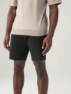Next Black Straight Fit Stretch Chinos Shorts^ Shorts