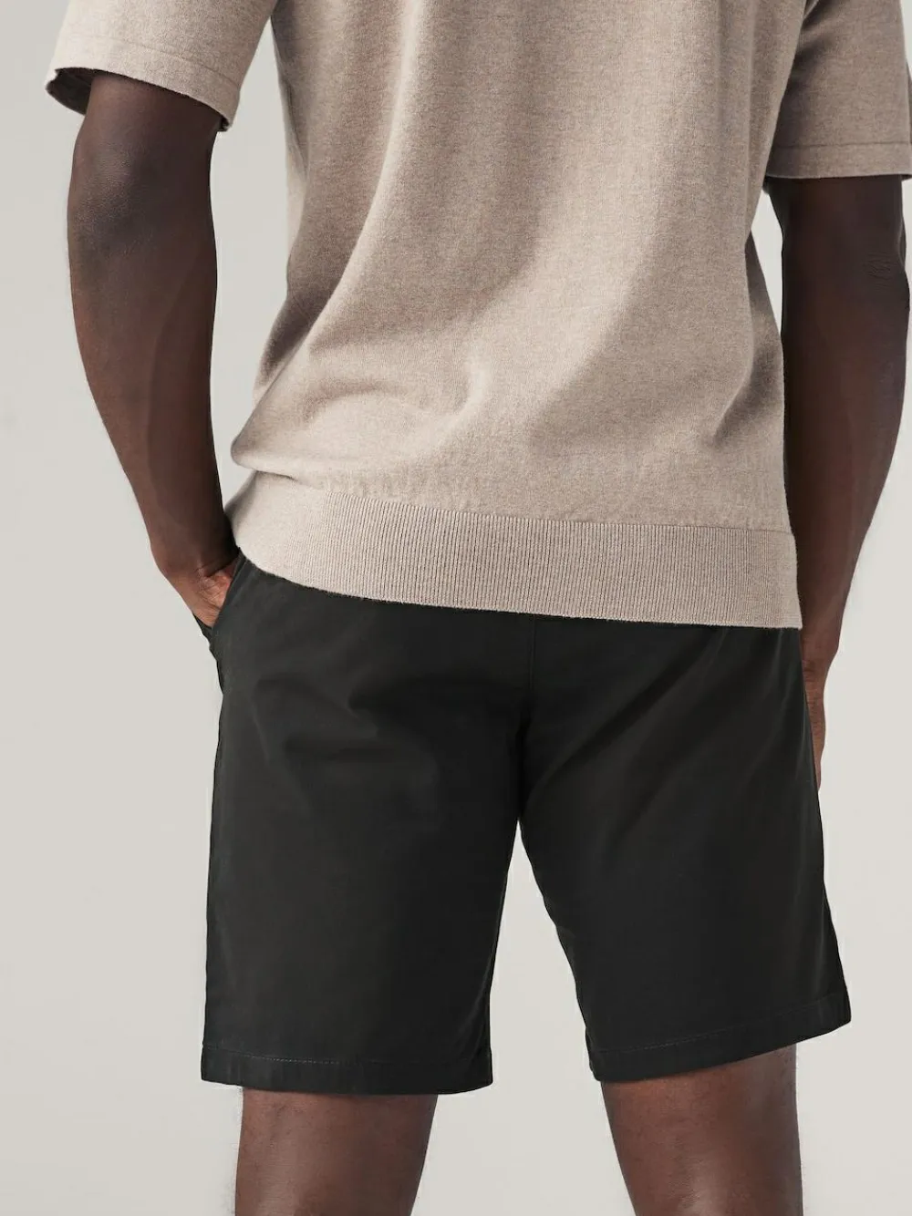 Next Black Straight Fit Stretch Chinos Shorts^ Shorts