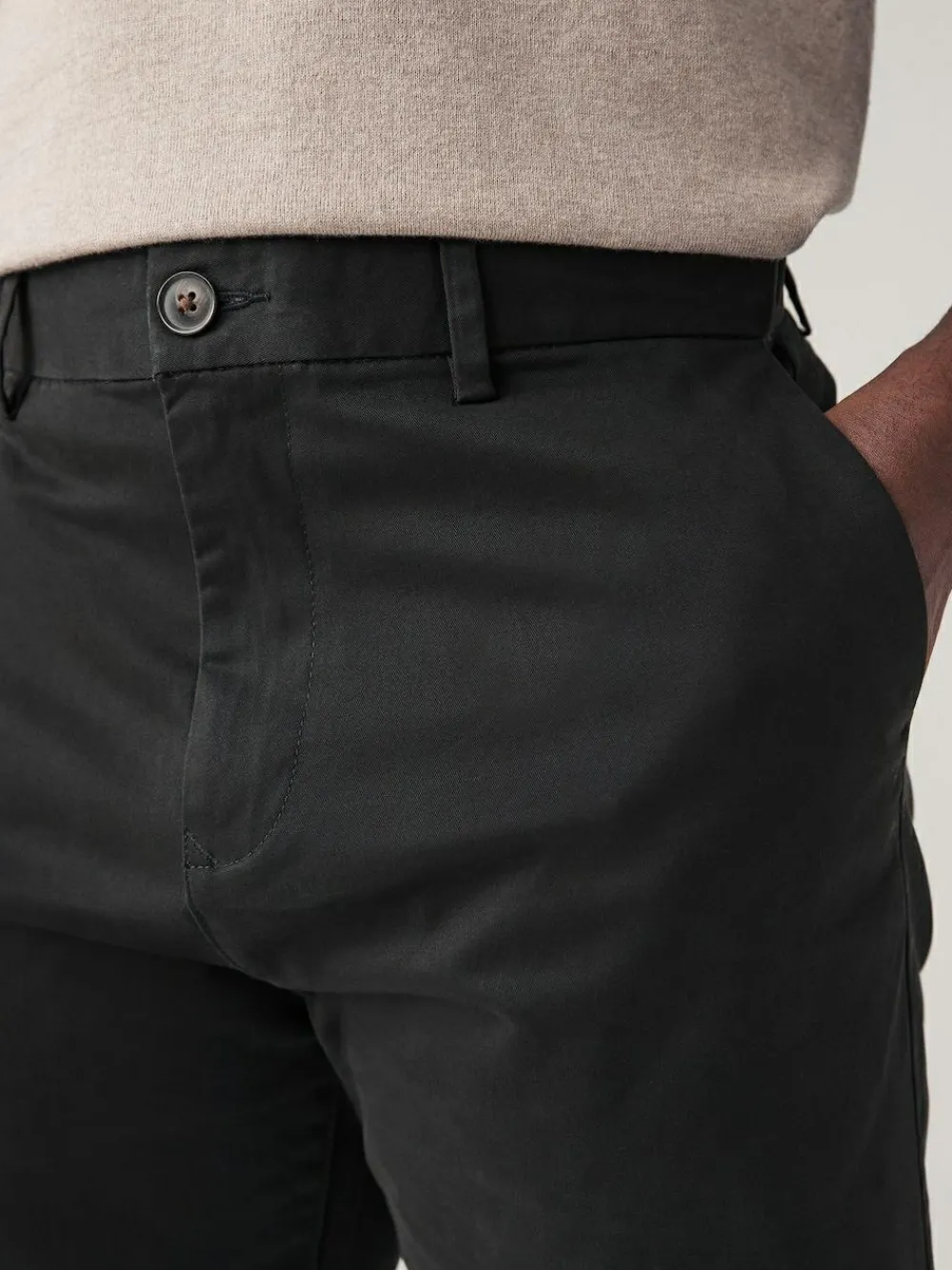 Next Black Straight Fit Stretch Chinos Shorts^ Shorts