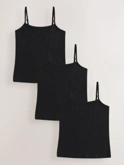 Hot Next Black Strappy Cami Vests 3 Pack (1.5-16yrs)