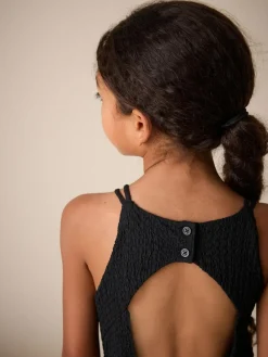 Next Black Strappy Crinkle Summer Dress (3-16yrs)^ Dresses