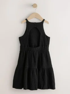 Next Black Strappy Crinkle Summer Dress (3-16yrs)^ Dresses