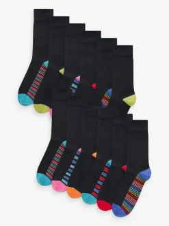 Outlet Next 12 Pack Mens Cotton Rich Socks Black Stripe