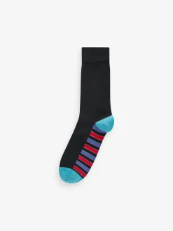 Outlet Next 12 Pack Mens Cotton Rich Socks Black Stripe
