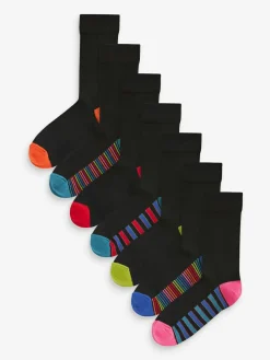 Clearance Next Black Stripe 7 Pack Mens Cotton Rich Socks