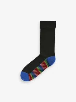 Clearance Next Black Stripe 7 Pack Mens Cotton Rich Socks