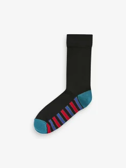 Clearance Next Black Stripe 7 Pack Mens Cotton Rich Socks