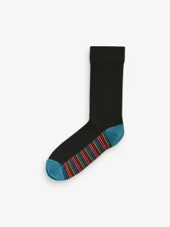 Clearance Next Black Stripe 7 Pack Mens Cotton Rich Socks