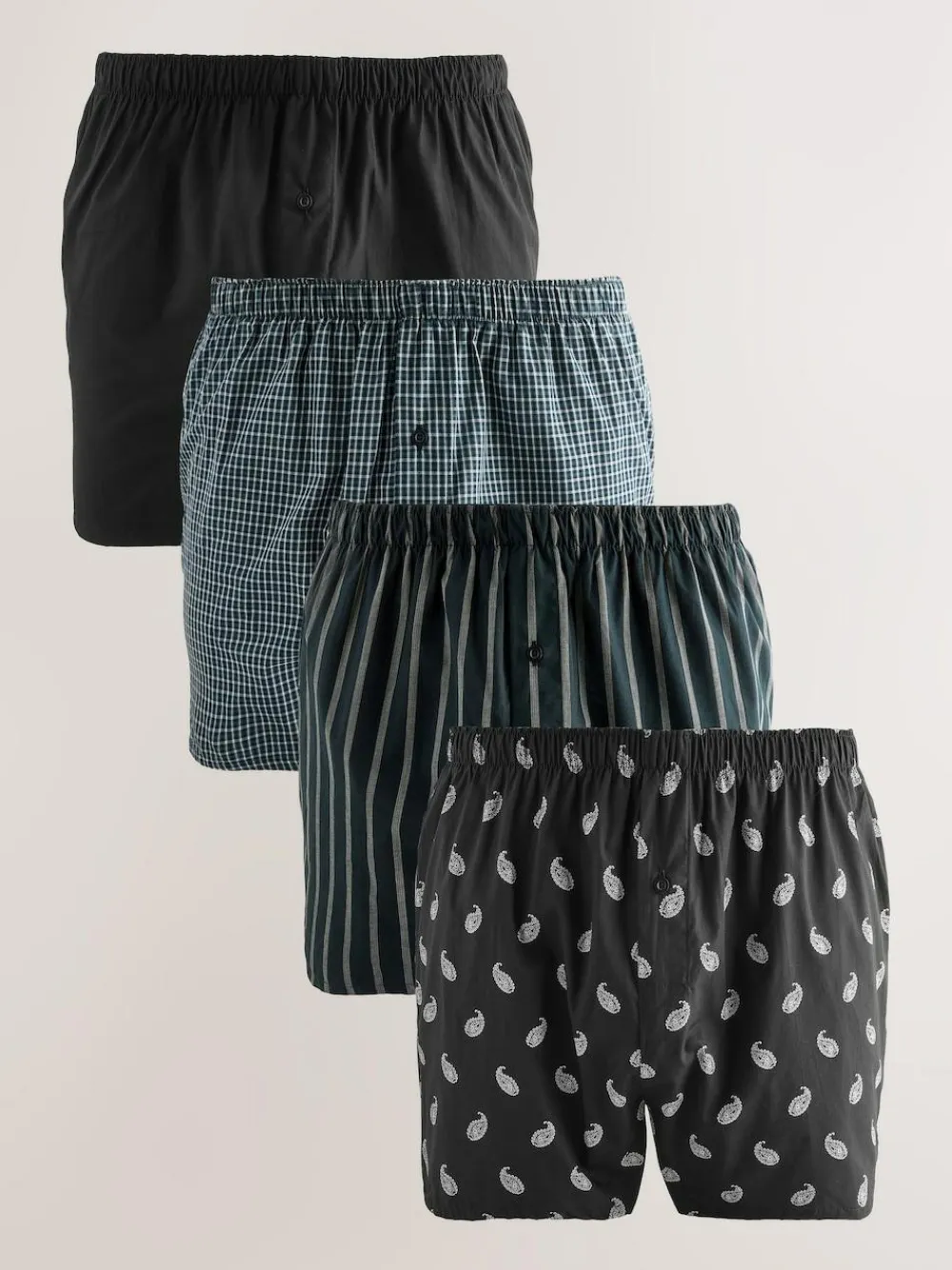 Clearance Next Black Stripe 4 pack Woven Pure Boxers